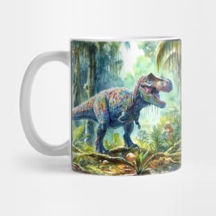 Artistic fantasy illustration of an Allosaurus dinosaur Mug